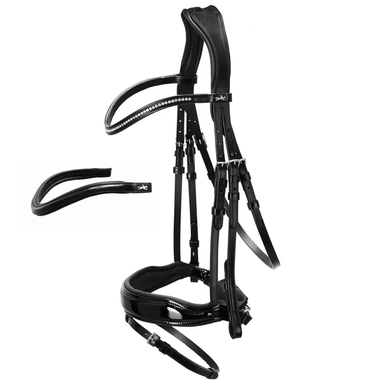 Schockemohle Stanford Anatomic Bridle - Black/Patent/Silver